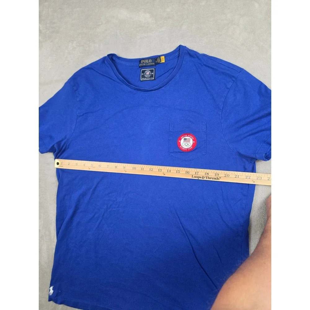 Polo Ralph Lauren Pocket T-Shirt Mens XL Blue 2020 US Olympic Team Faded